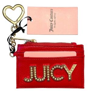 NWT - Vintage Juicy Couture Chili Red Morgan Card Case - Gold “JUICY” on Front